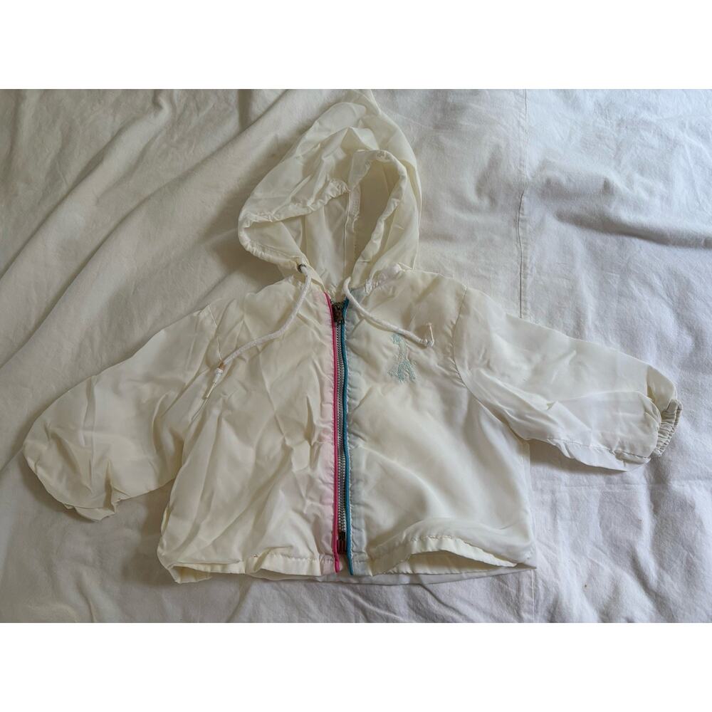 Vintage Kids Baby Jacket Coat 24M Giraffe White Lightweight Hood See Measurement